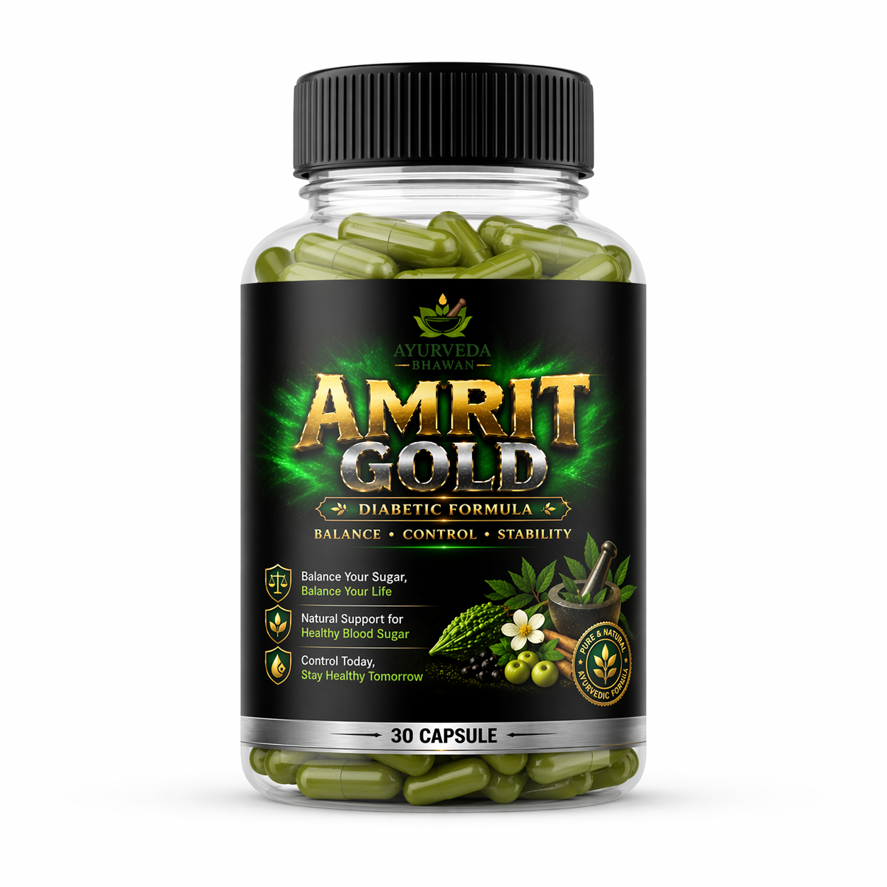 Ayurveda Bhawan Diabetic Control Capsule- Natural Ayurvedic Solution for Balanced Blood Sugar Levels